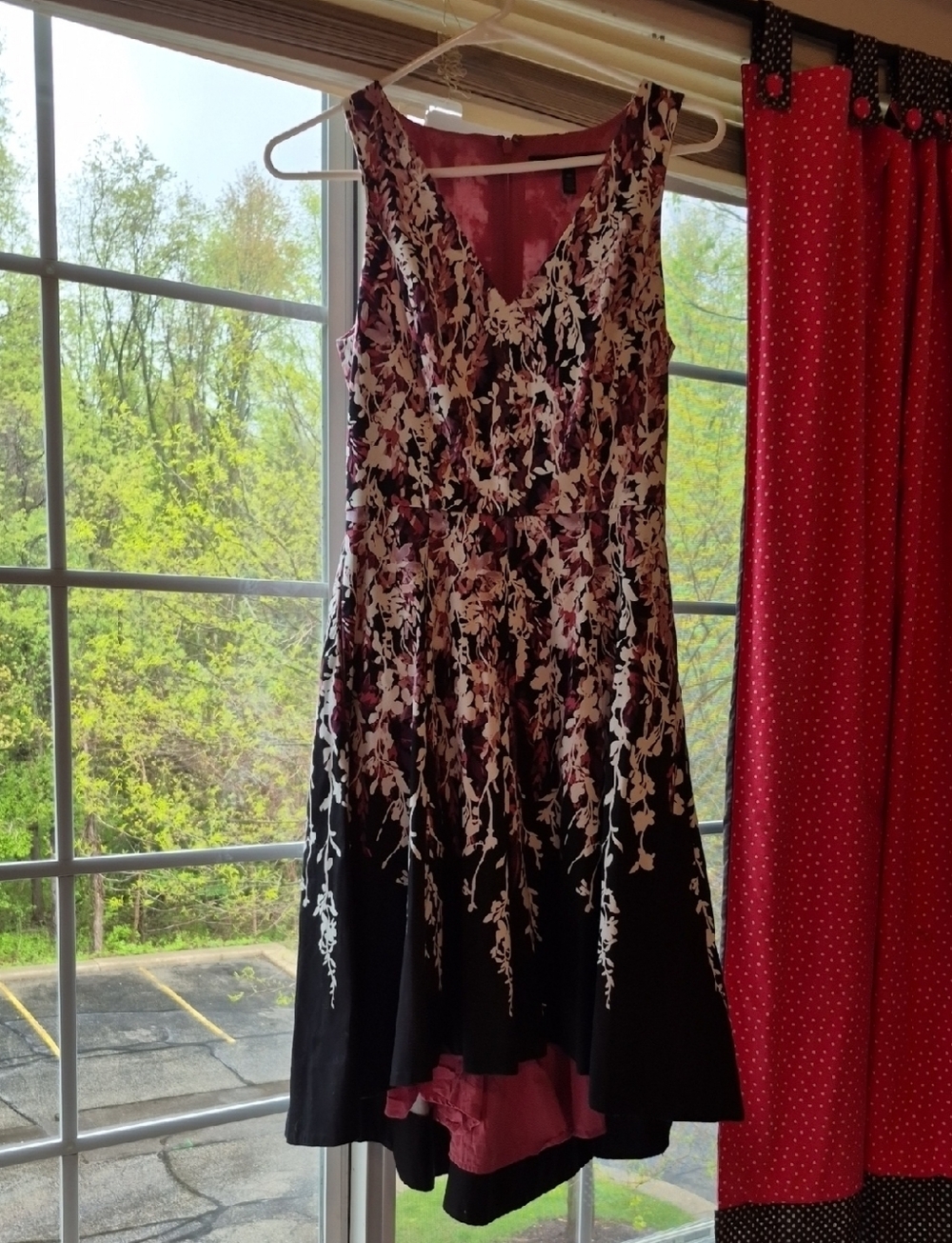 White House Black Market Black Dress with Pink and Cream Floral Print